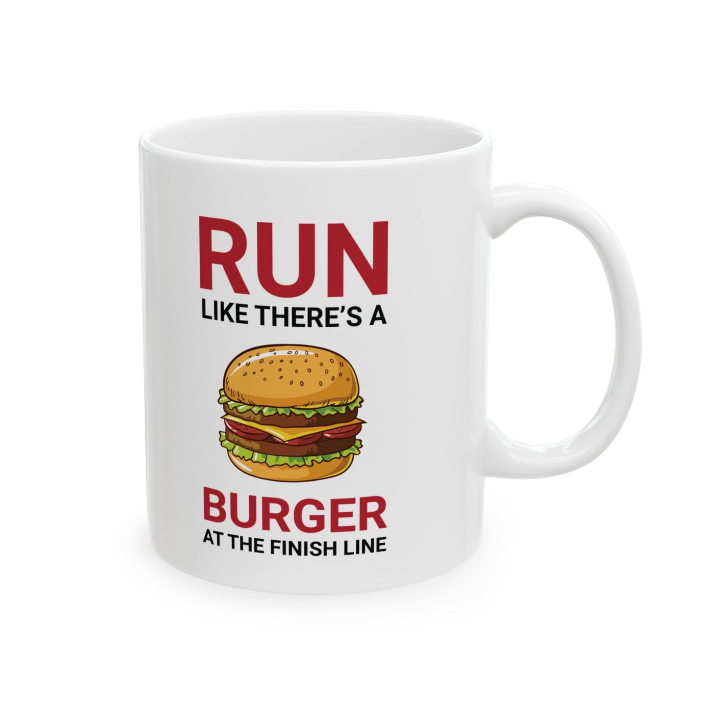 Running Mug - Funny Runner Gift, Burger Lover, Marathon Motivation