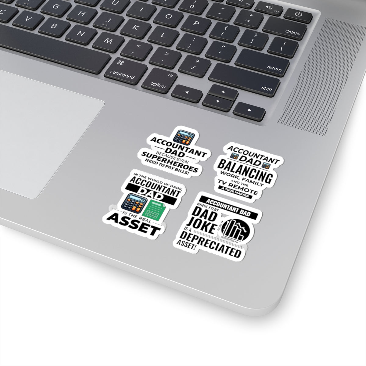 Accountant Dad Sticker Pack – 4 PCS Funny Superhero Real Asset Decal Set for CPA Dads Finance Fathers