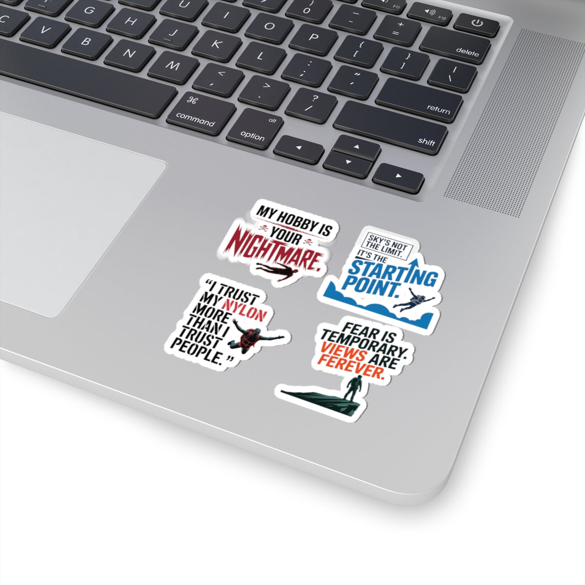 Base Jumping Sticker Pack for Car Laptop – 4 PCS Edgy Adventure Decal Set for Extreme Athletes Skydivers