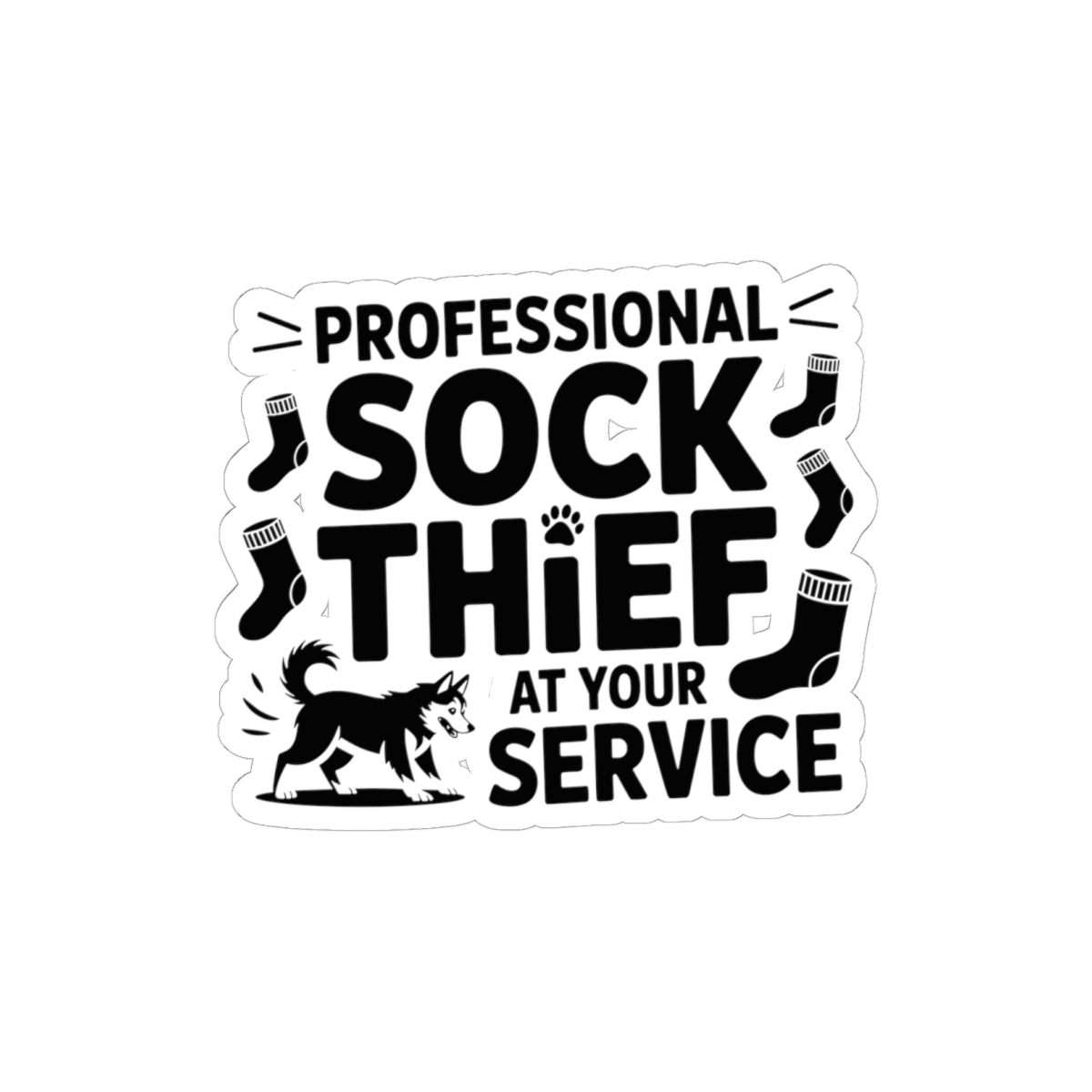 Funny Sock Thief Sticker - Professional Husky Vinyl Decal for Dog Lovers