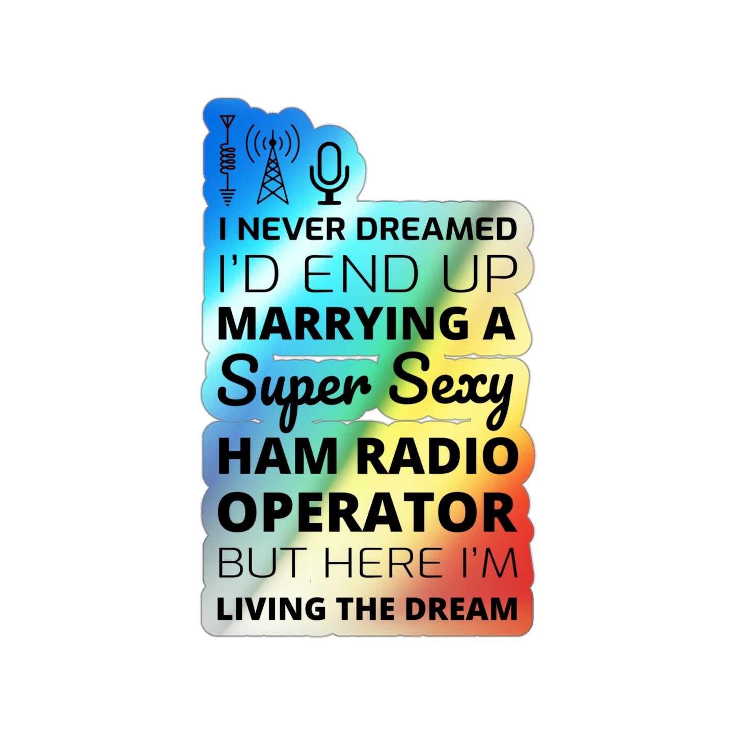 Amateur Ham Radio Operator Stickers Holographic Vinyl Decal - Morse Code & QSO for Radio Romance