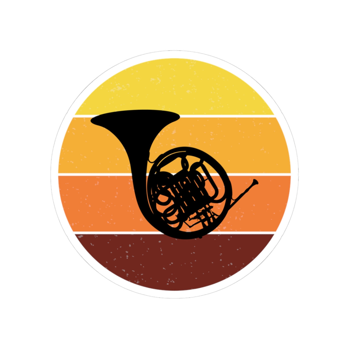 Vintage Horn Sticker - Retro Sunset Design Vinyl Decal for Musicians