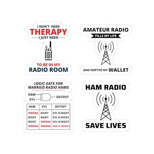 Ham Radio Sticker Pack – 4 PCS Funny Married Operator Logic Decals for Amateur Hobbyists Radio Room Lovers
