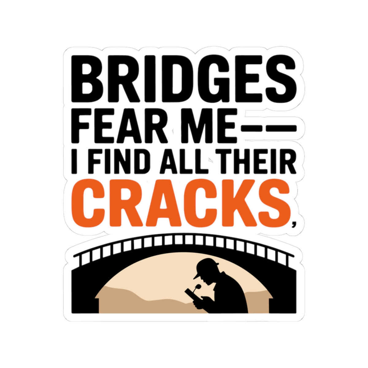 Bridge Inspection Decal - Crack Finder Vinyl Sticker for Civil Engineers & Crews