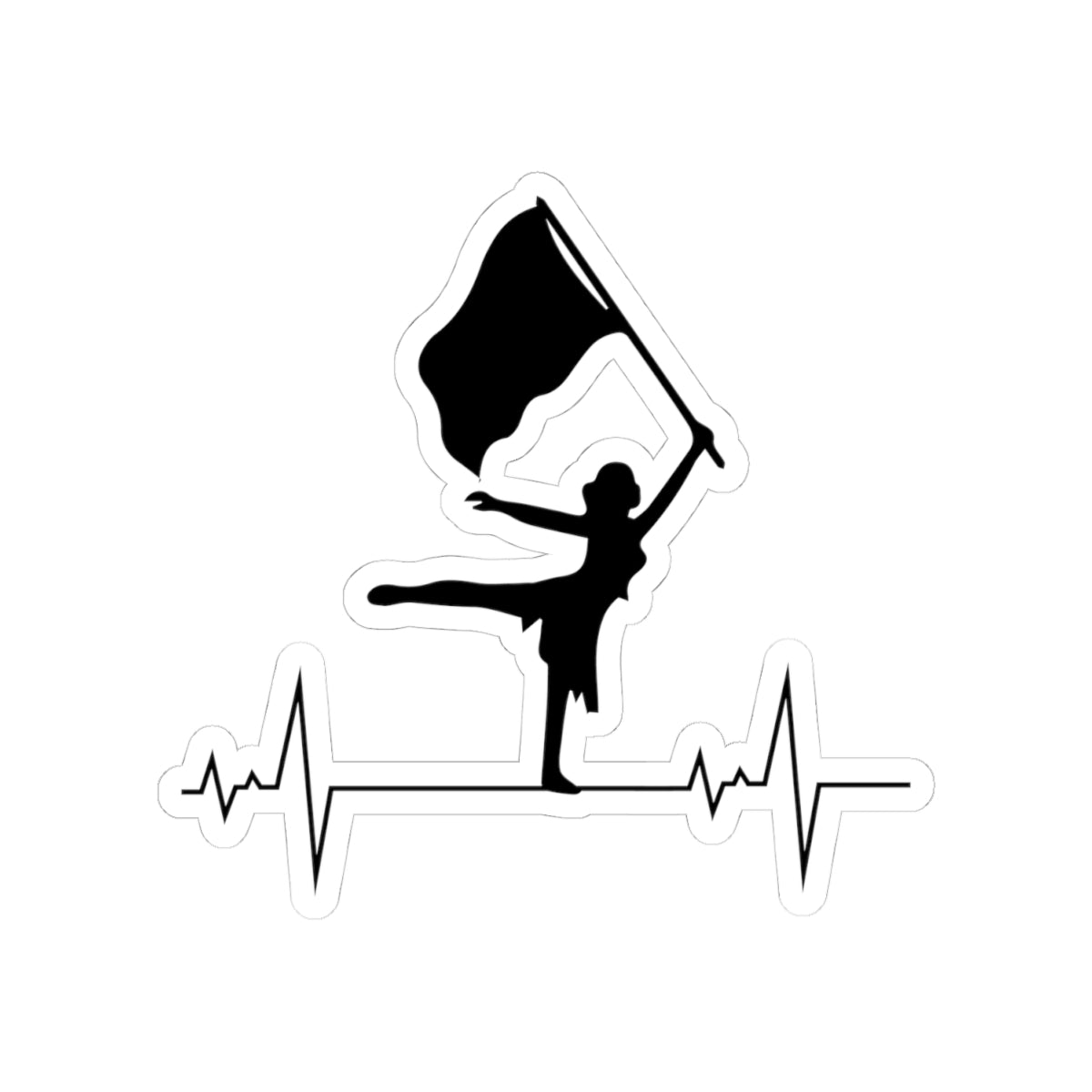 Color Guard Heartbeat Sticker Vinyl: Twirling Dancer, Flag Twirling, Marching Band