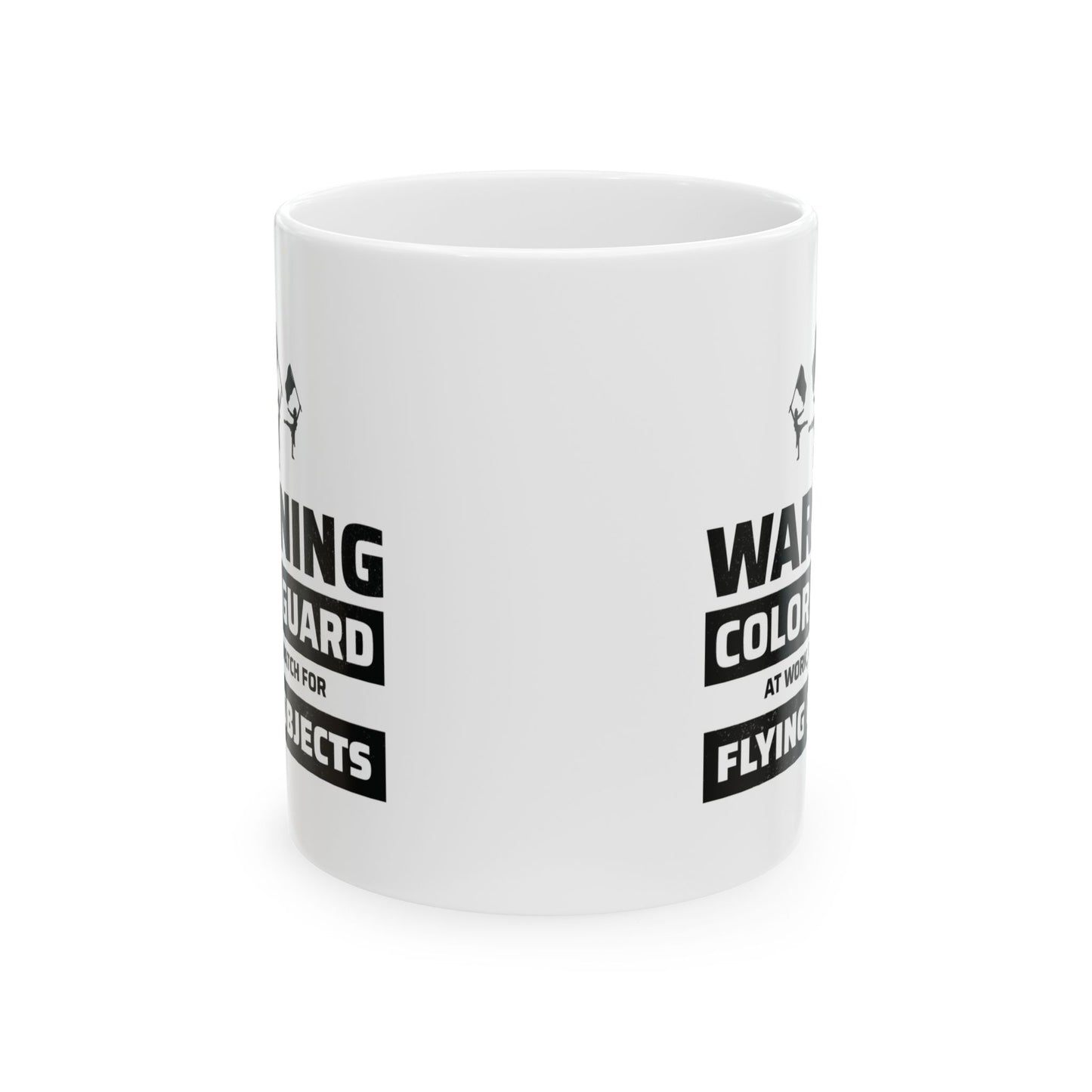 Color Guard Mug - Flying Objects Warning Design for Enthusiasts