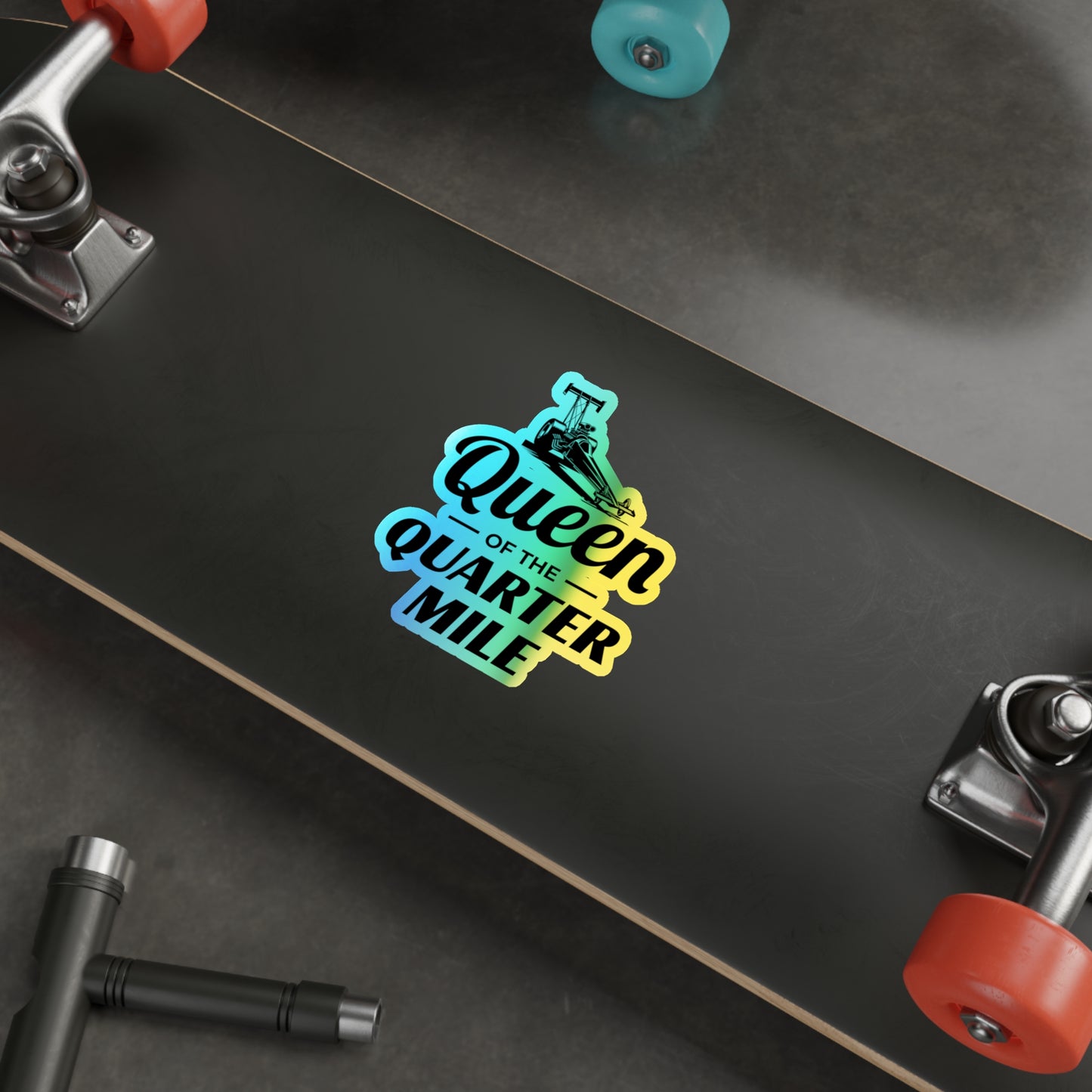 Female Dragster Drag Racing Girl Holographic Stickers Vinyl - Quarter Mile Queen Decal for Speed Enthusiasts