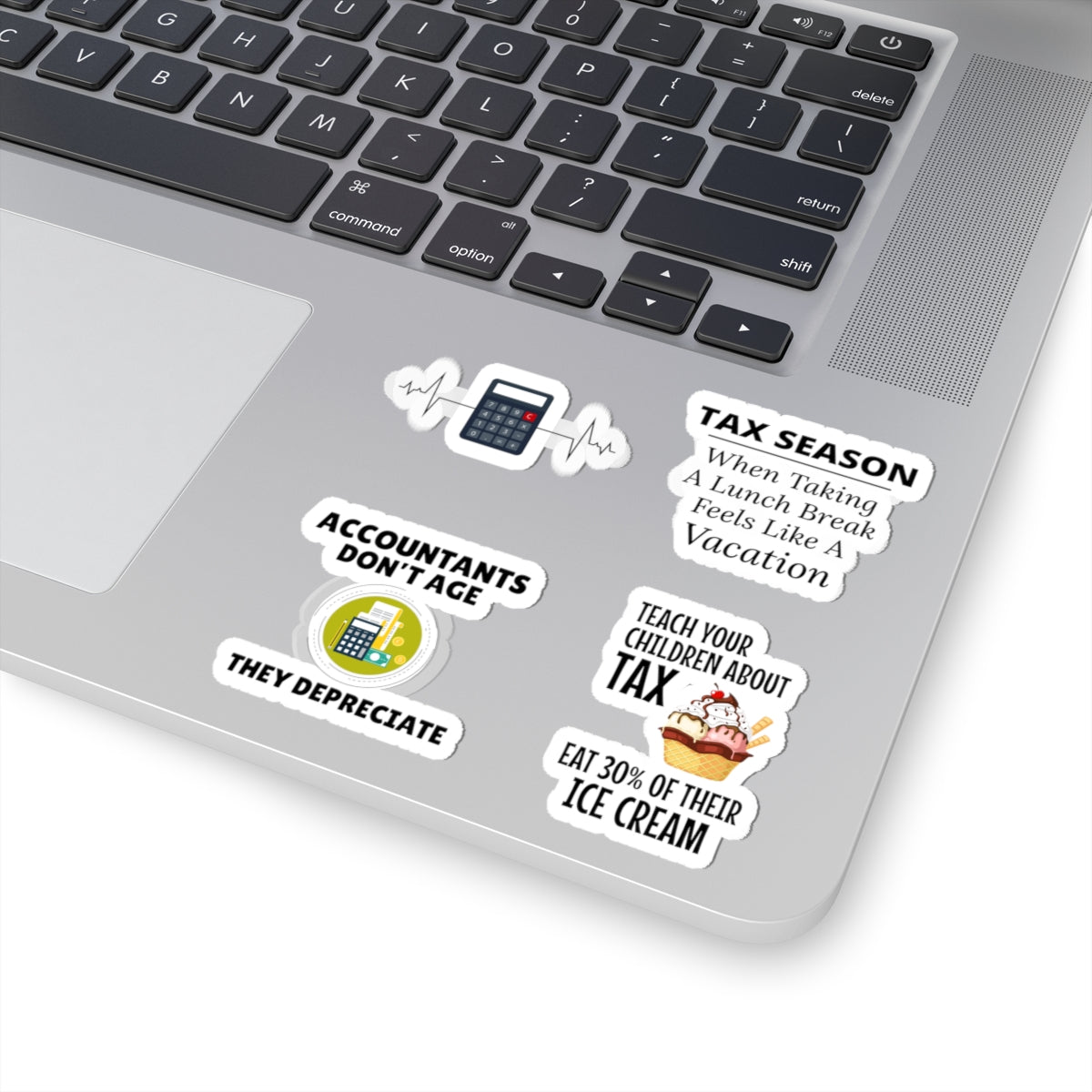 Accountant Sticker Pack – 4 PCS Funny Depreciate Ice Cream Decal Set for Accountants CPAs Finance Pros