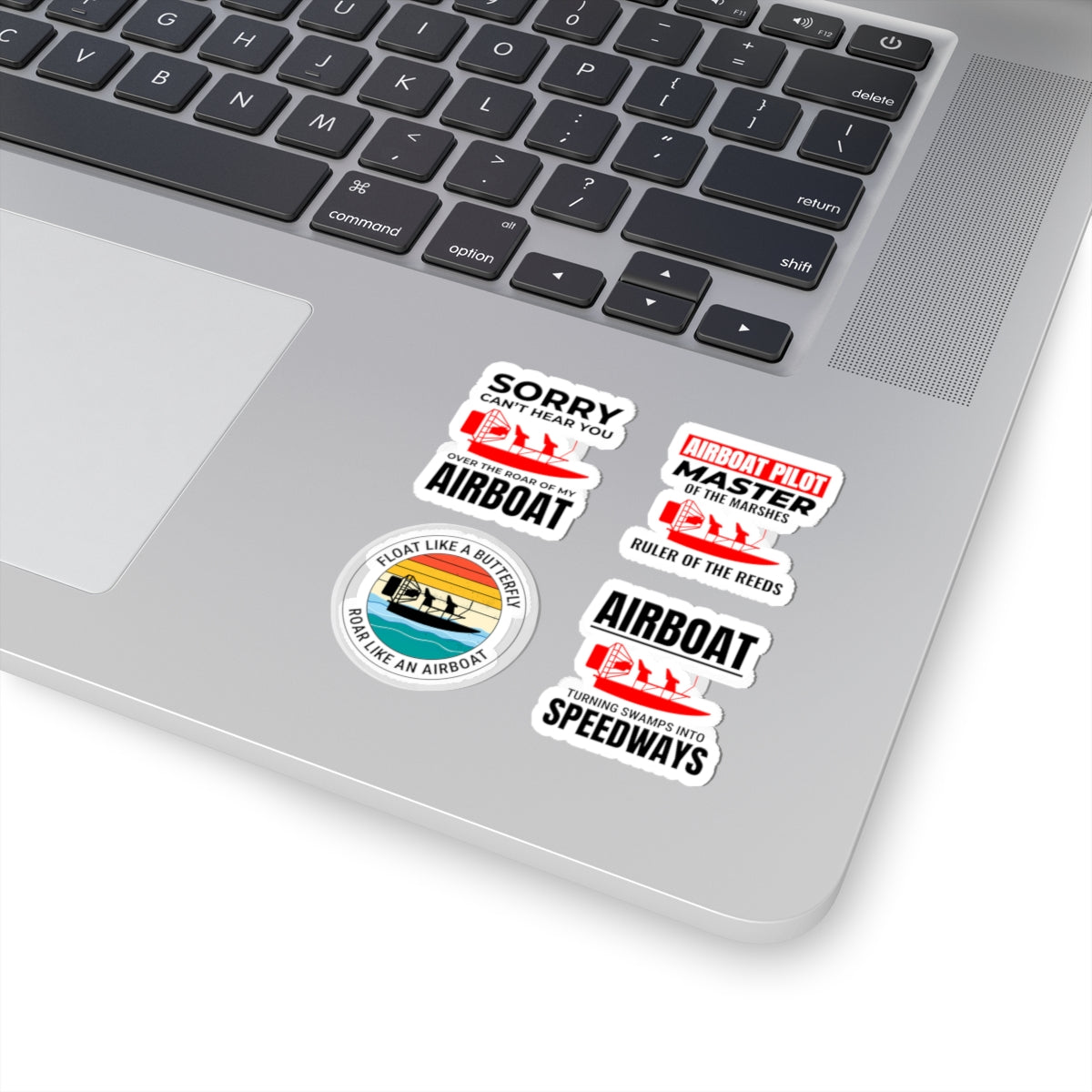 Airboat Sticker Pack – 4 PCS Witty Novelty Decals for Swamp Boat Pilots Bayou Adventure Lovers