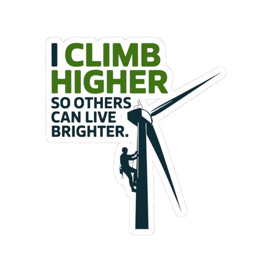Wind Turbine Climber Sticker - Renewable Energy Vinyl Decal for Technicians & Grid Workers