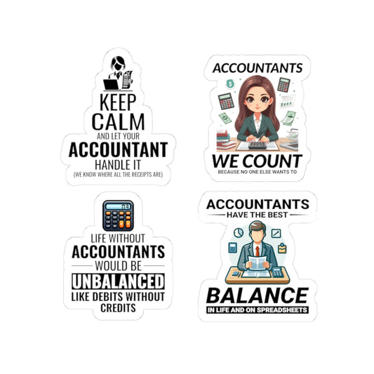 Accountant Sticker Pack – 4 PCS Funny We Count Unbalanced Decal Set for Accountants CPAs Finance Pros