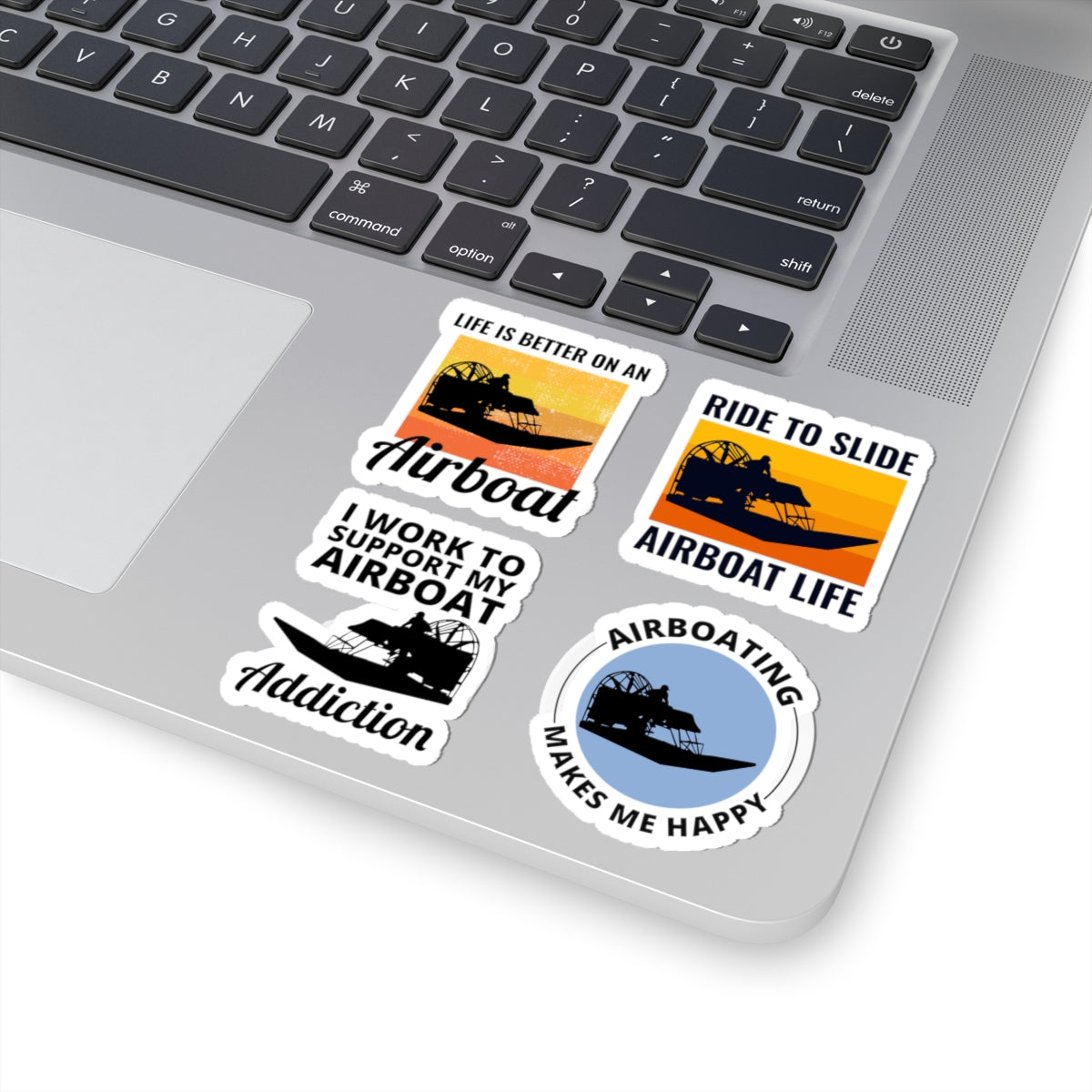 Airboat Life Sticker Pack – 4 PCS Funny Retro Sunset Decals for Airboating Enthusiasts Swamp Riders