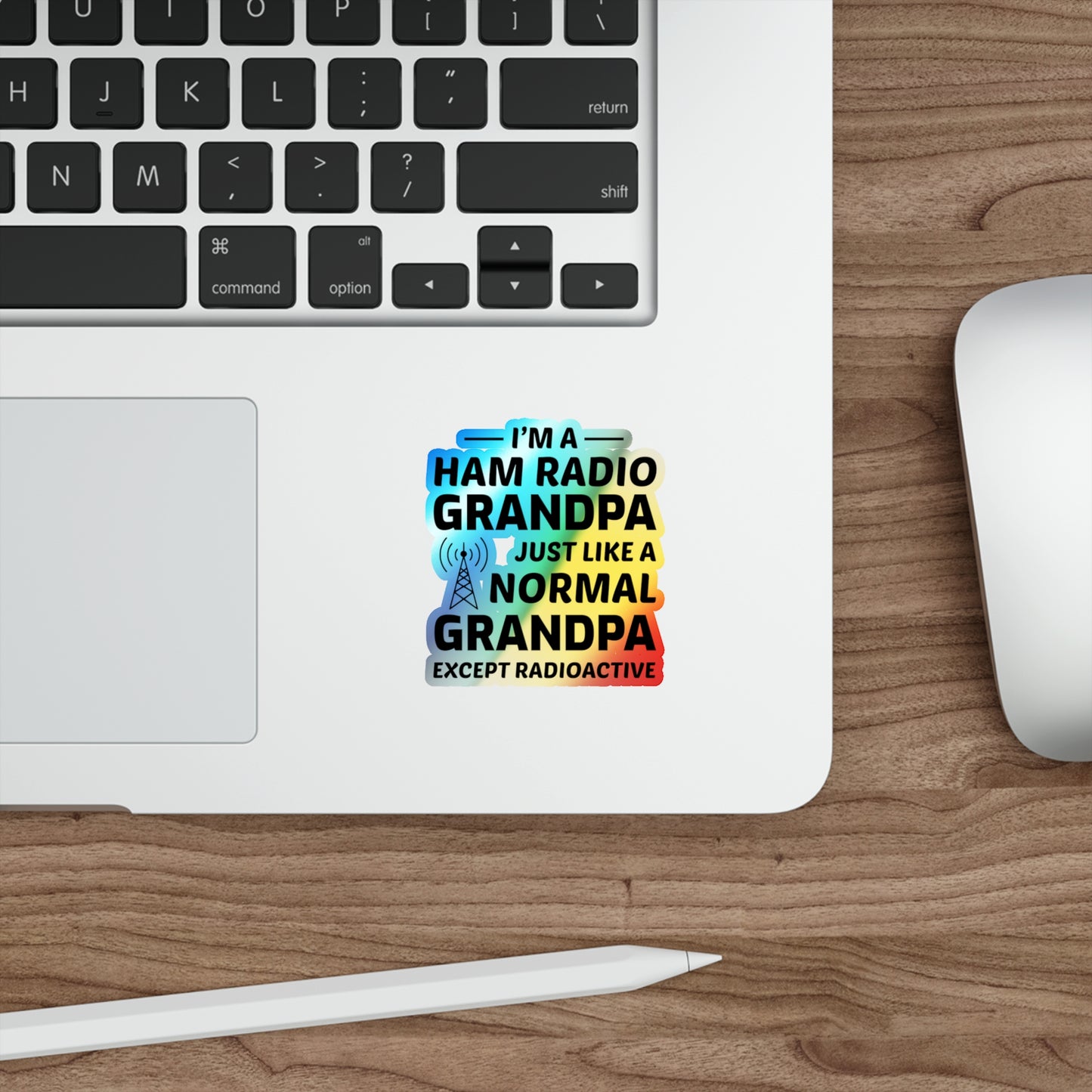 Amateur Ham Radio Operator Stickers Holographic Vinyl Decal - Call Sign & QRP for Radioactive Grandpas