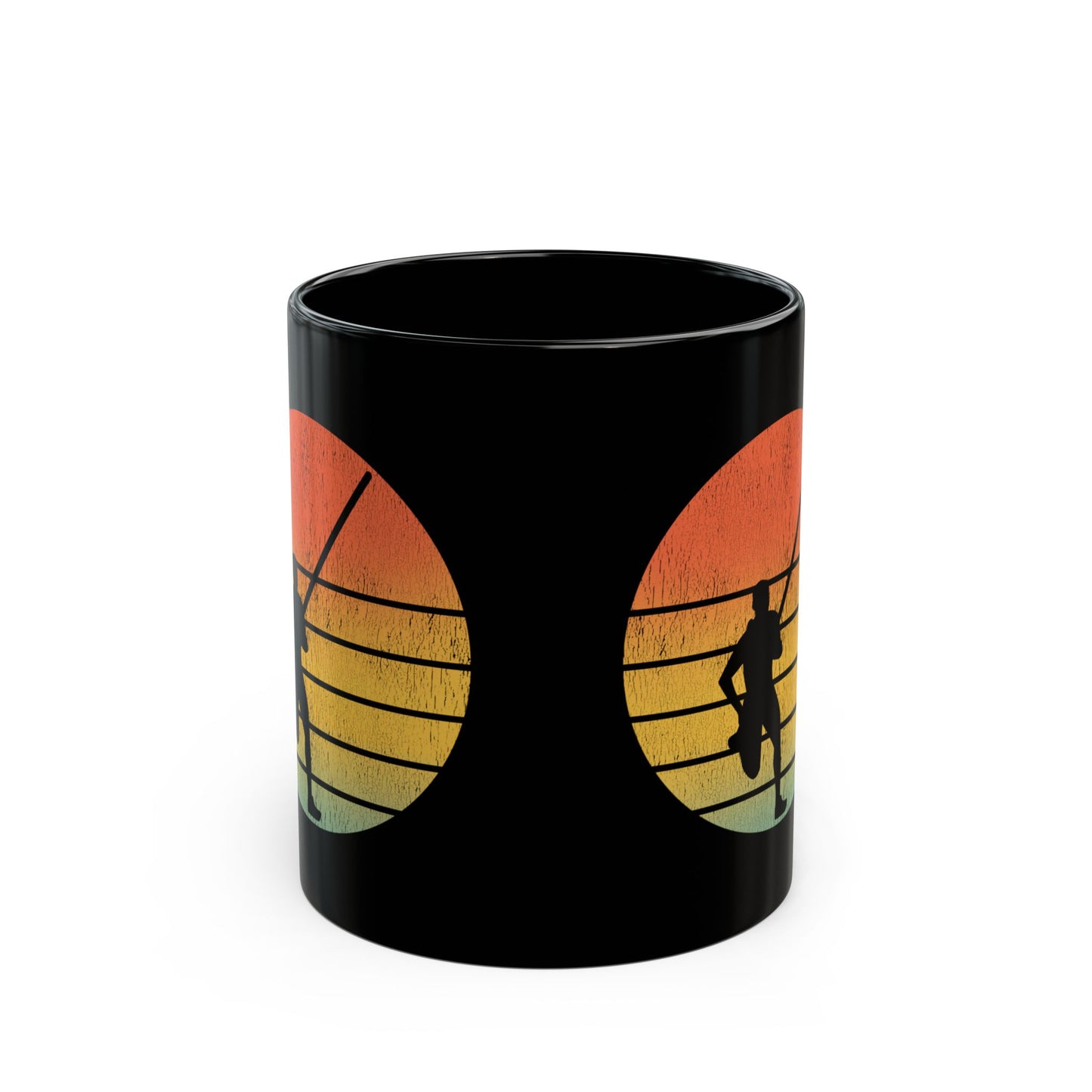 Pole Vault Mug Black – Sunset Themed Track & Field Gift for Athletes, Coaches, Vaulters 11oz
