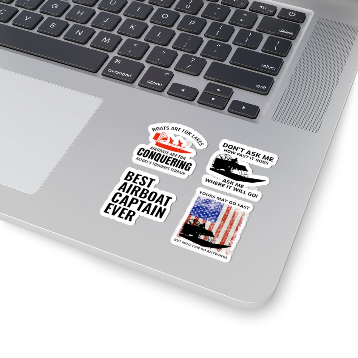 Airboat Captain Sticker Pack – 4 PCS Bold Patriotic Decals for Swamp Boat Pilots Terrain Conquerors