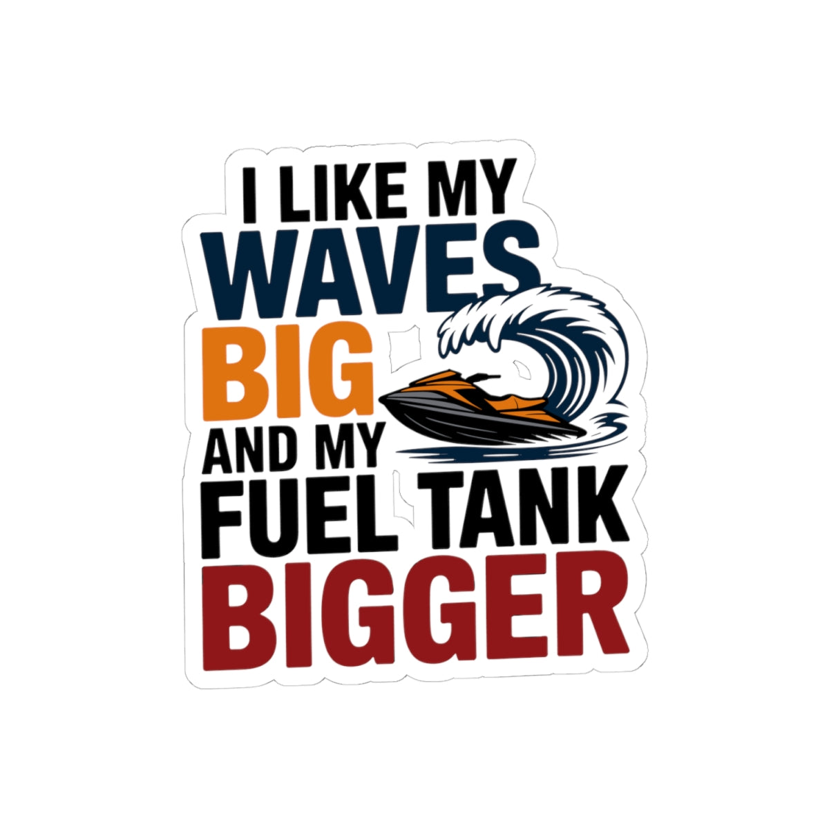 Jet Ski Enthusiast Sticker - Big Waves Vinyl Decal for Power PWC Riders & Water Sports Fans