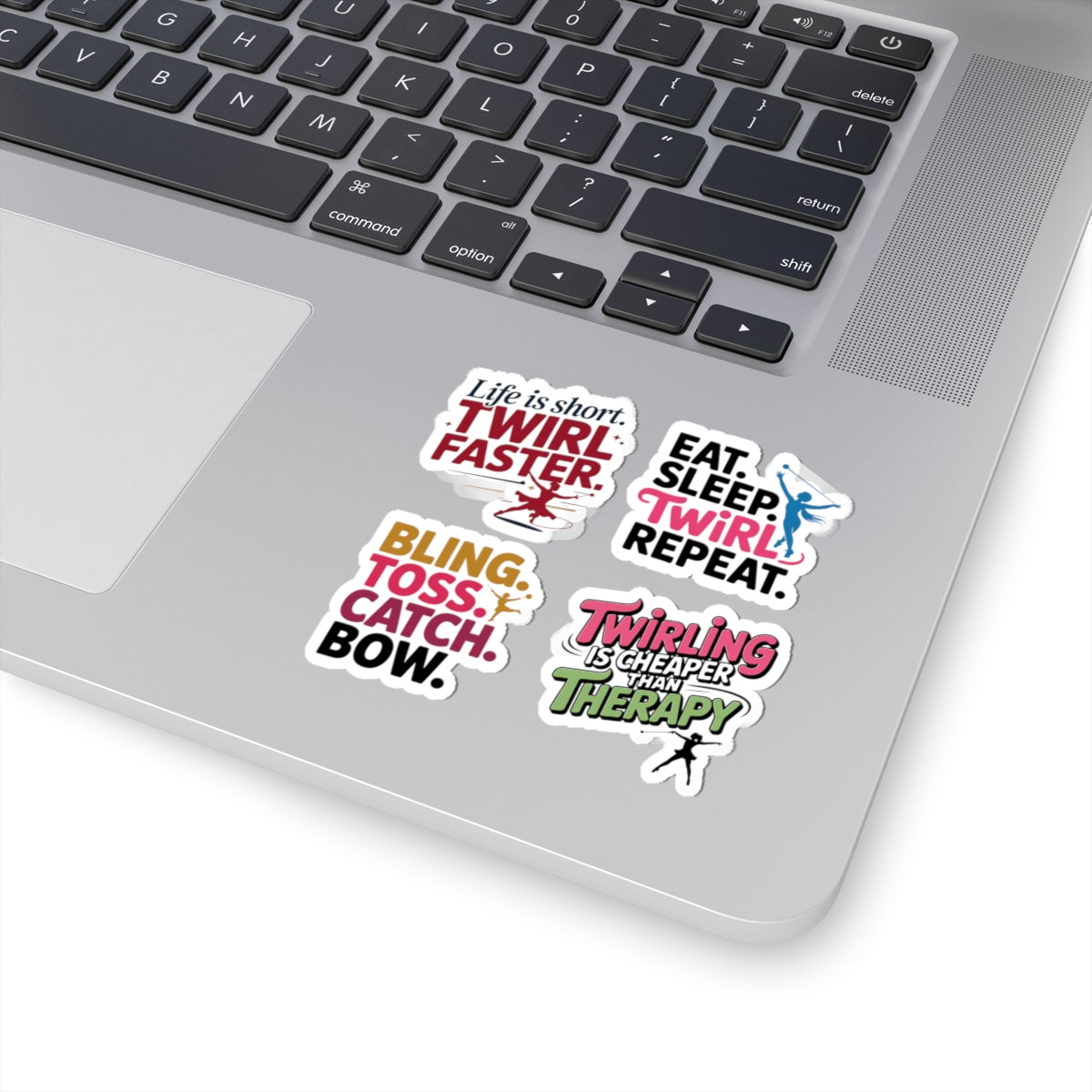 Baton Twirling Sticker Pack – 4 PCS Motivational & Funny Sayings Decal Set for Twirler Color Guard Marching Band Member