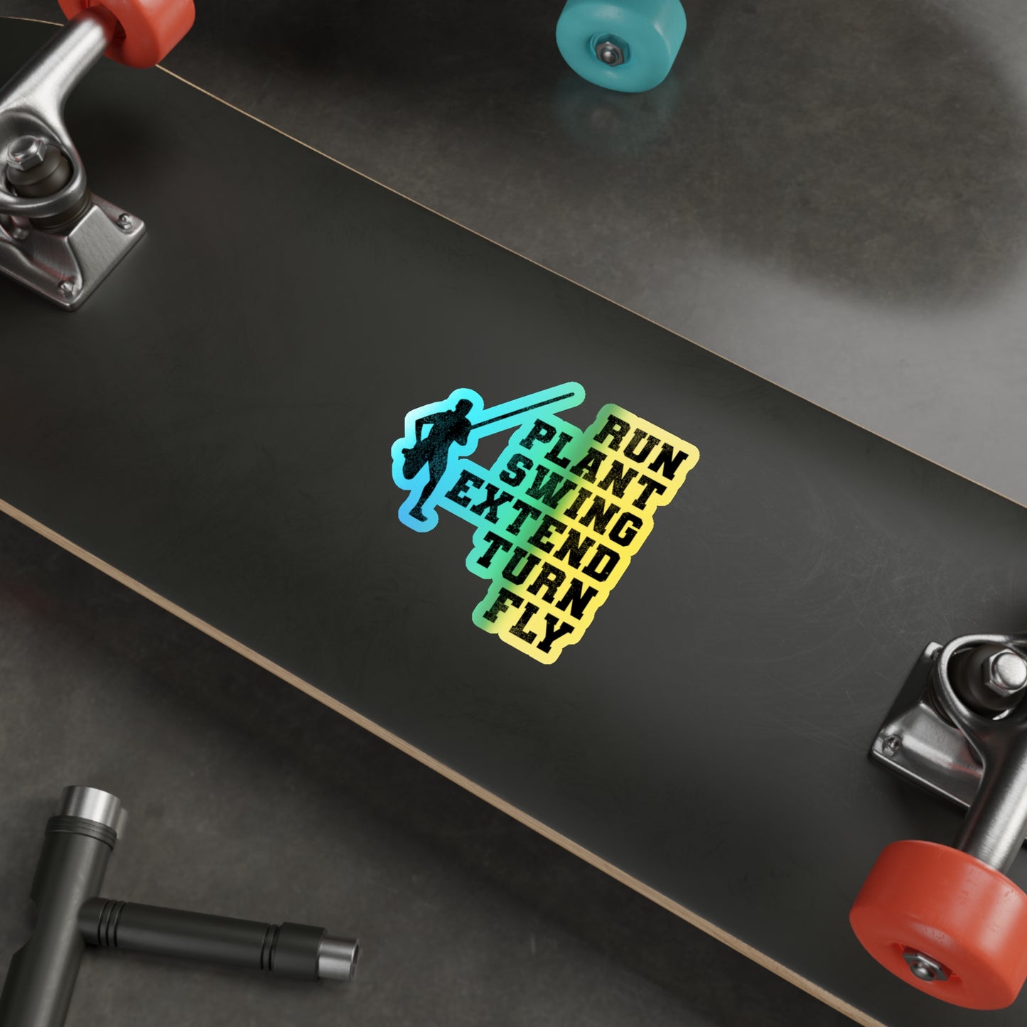 Pole Vault Holographic Stickers - Athlete Training Jumping Decal for Sports Enthusiasts