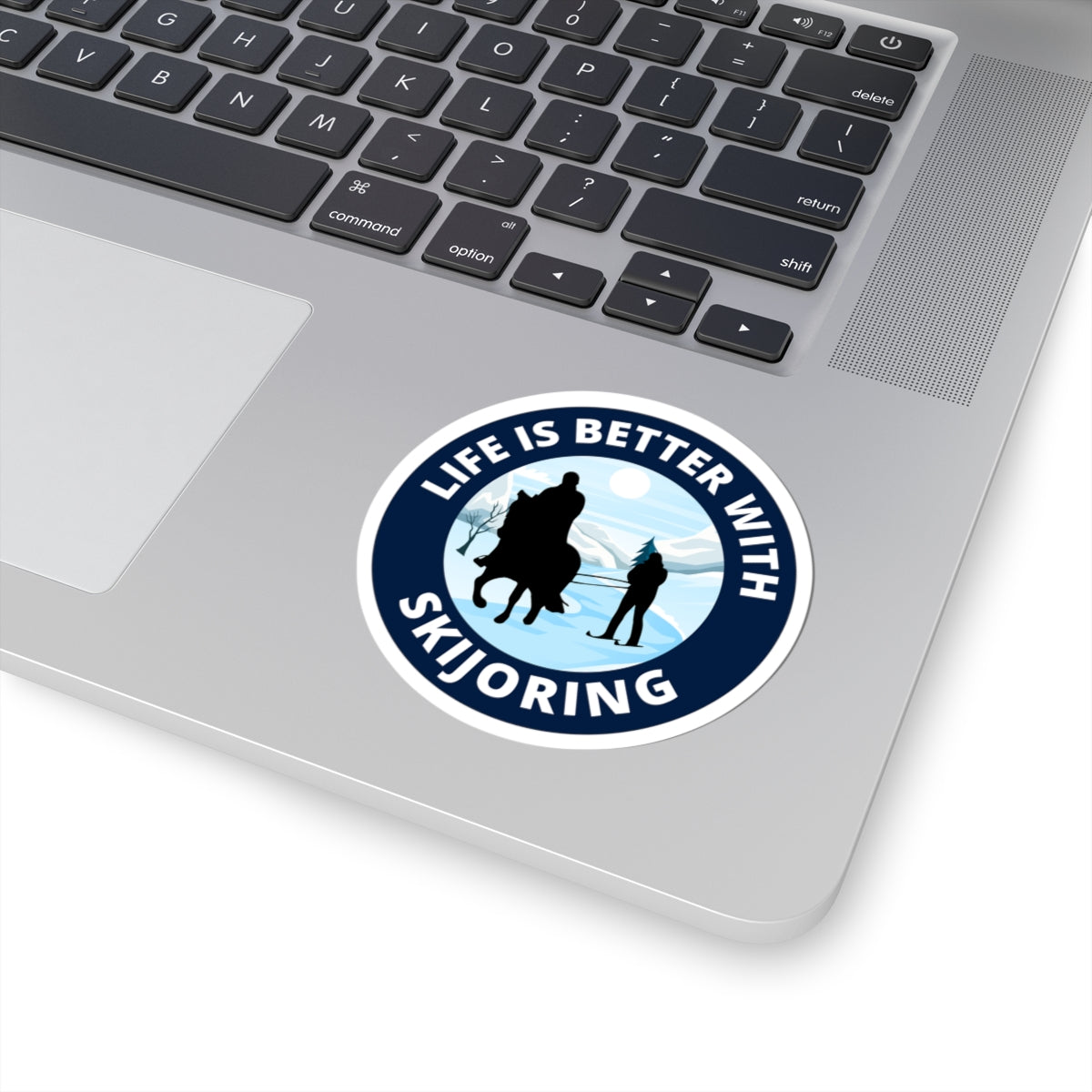 "Horse Skijoring Sticker - Winter Sports Vinyl Decal for Equestrians, Skiers, Snow Lovers"
