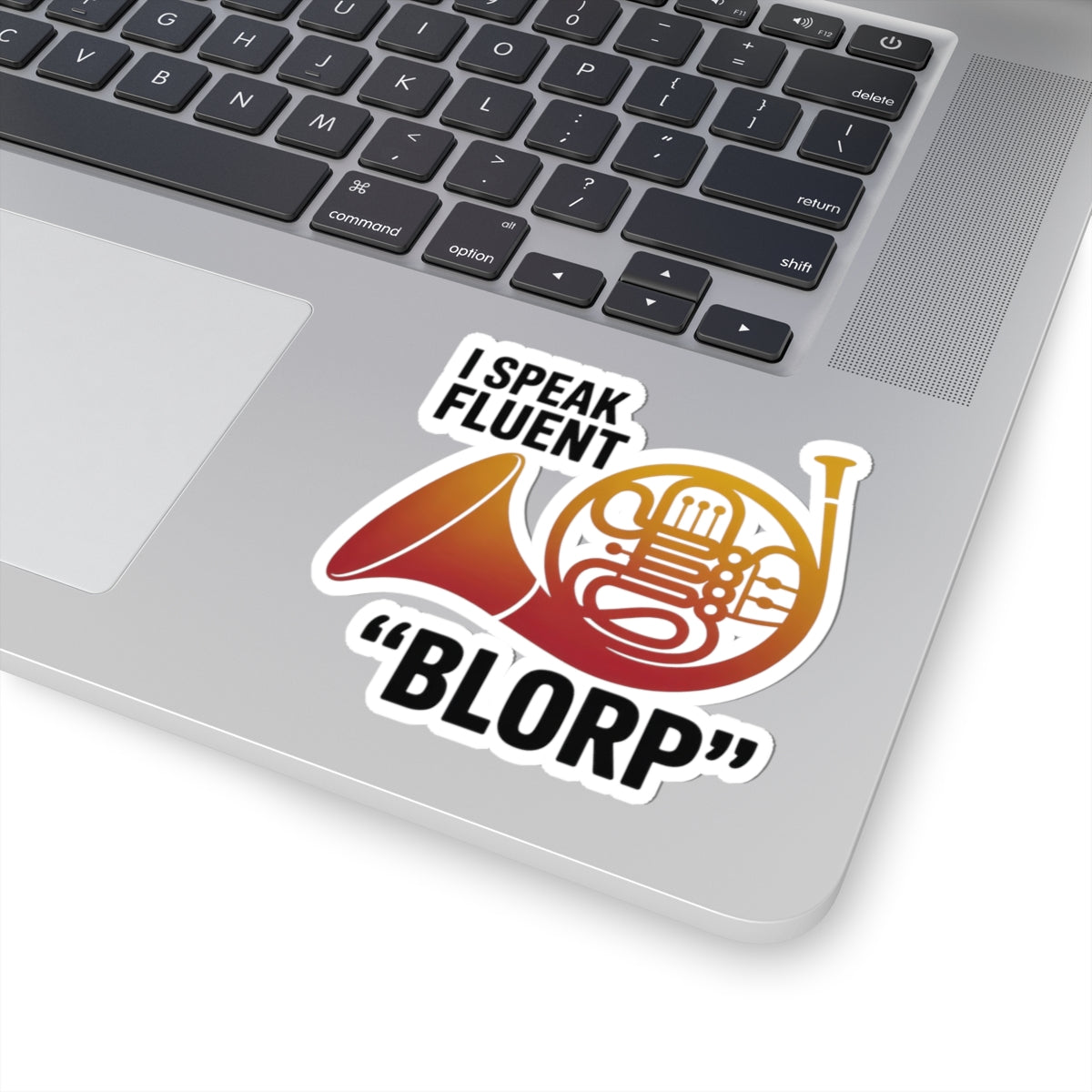 French Horn Humor Sticker - Blorp Language Vinyl Decal for Musicians