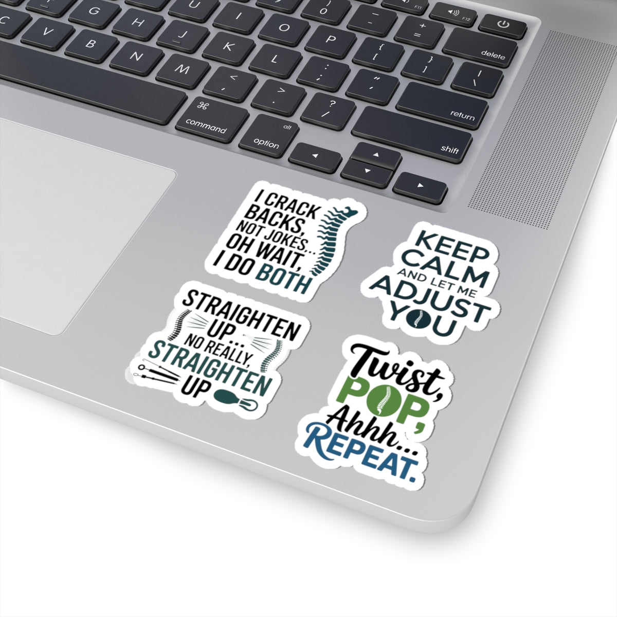 Chiropractor Sticker Pack – 4 PCS Funny Spine Humor Decals for Chiropractic Doctors Clinic Staff