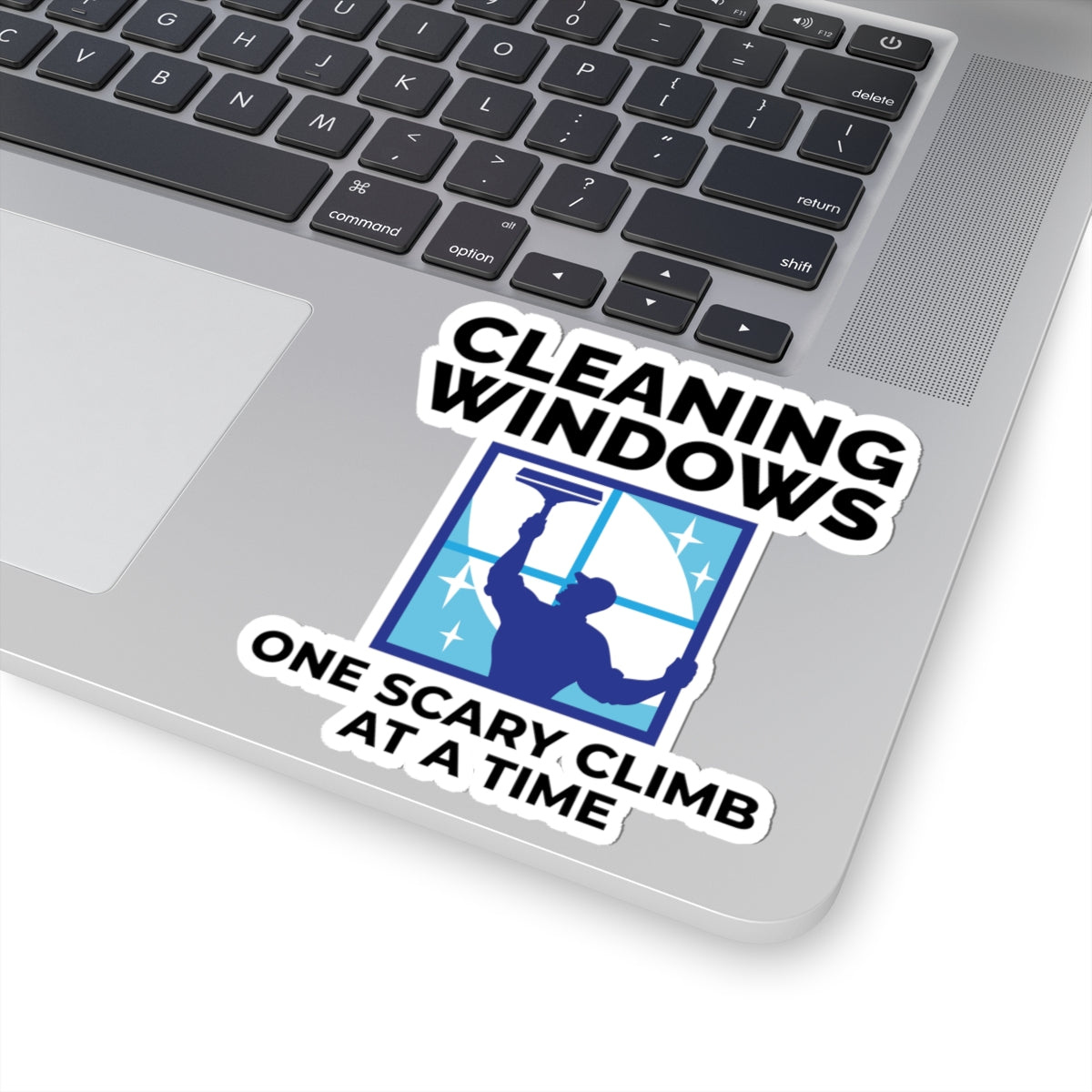 Window Cleaner Sticker - Scary Climb Vinyl Decal for High-Rise Professionals & Technicians