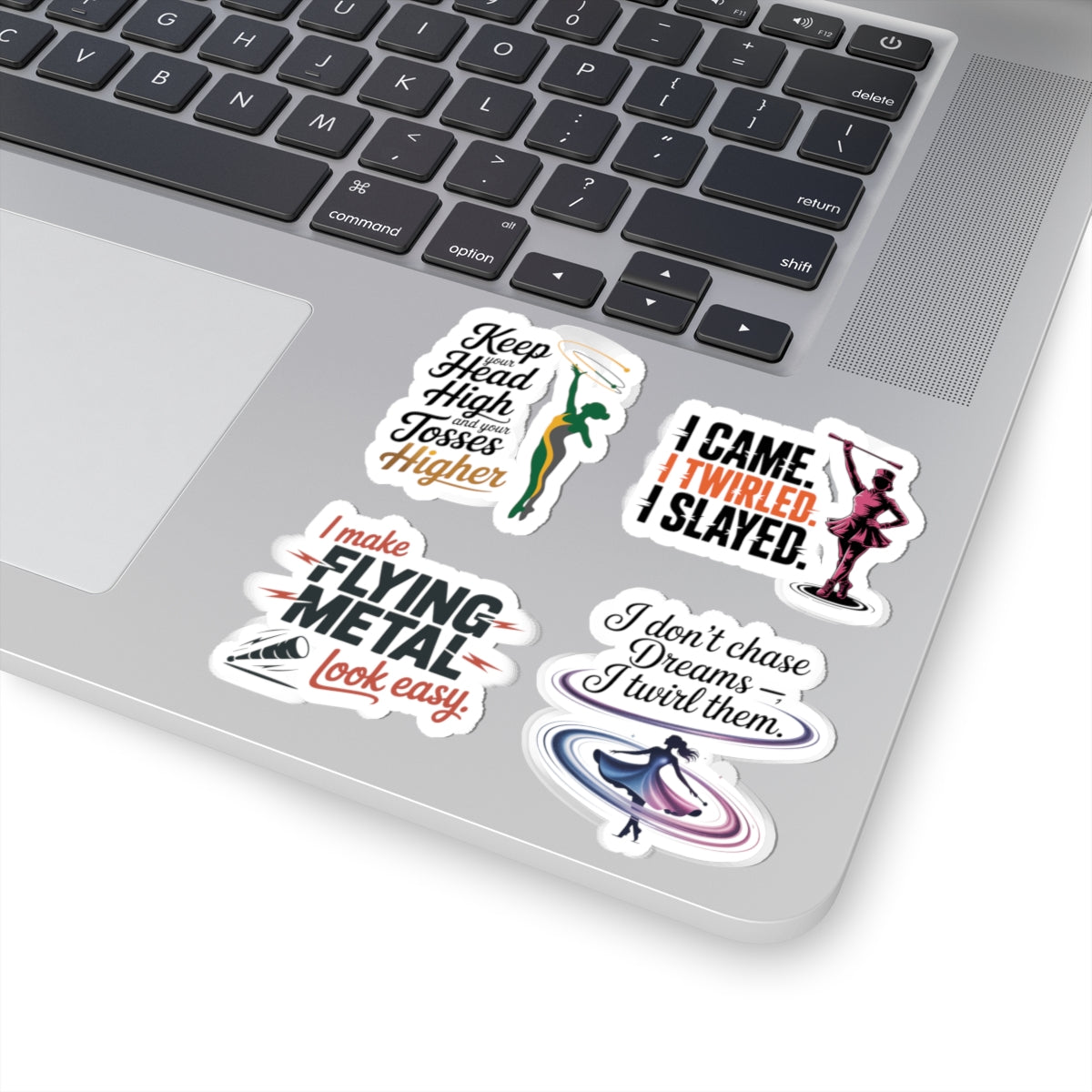 Baton Twirling Sticker Pack – 4 PCS Motivational Mixed Style Decal Set for Competitive Twirlers & Majorette Athletes