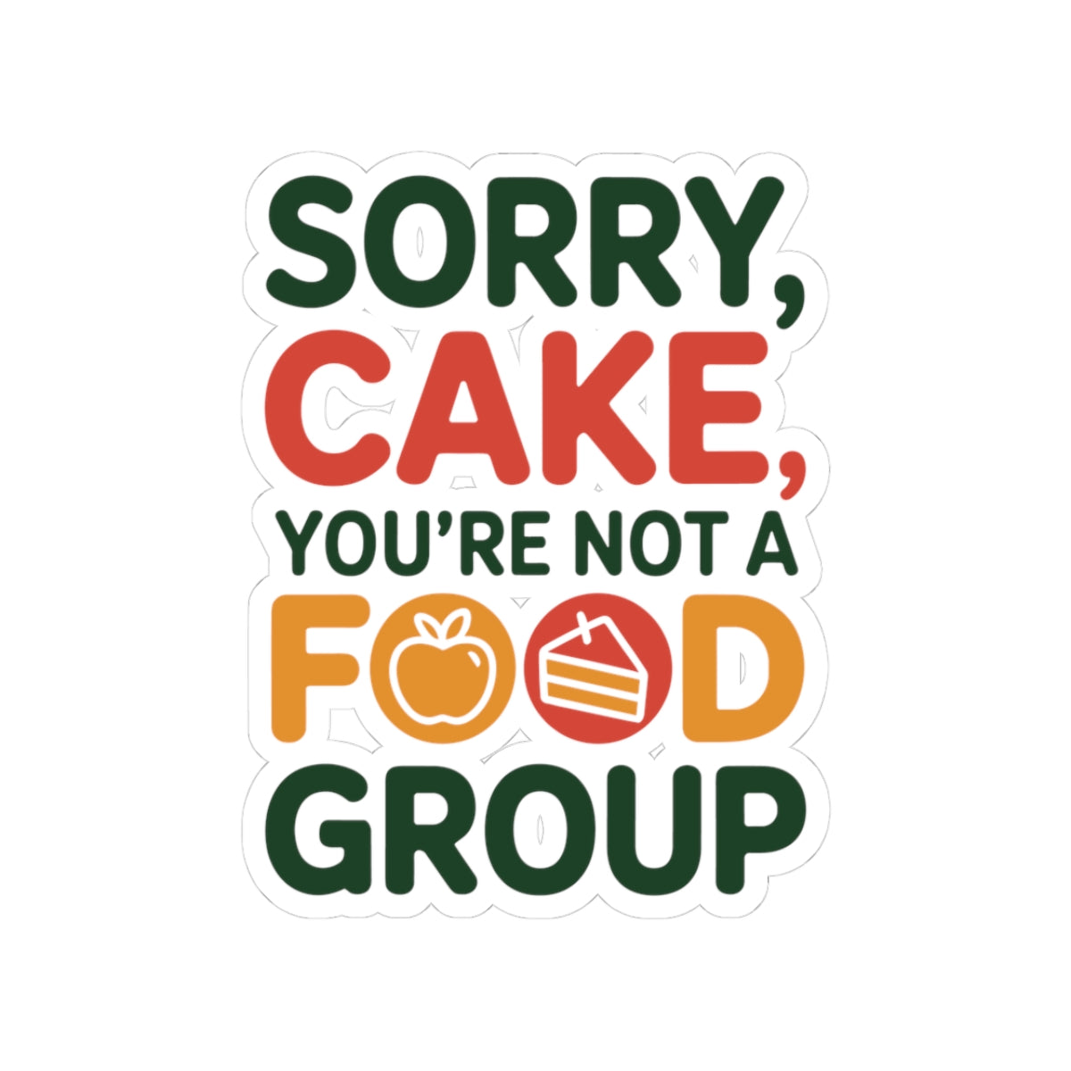 Funny Dietitian Sticker - Cake Food Group Vinyl Decal for Registered Dietitians, Nutritionists