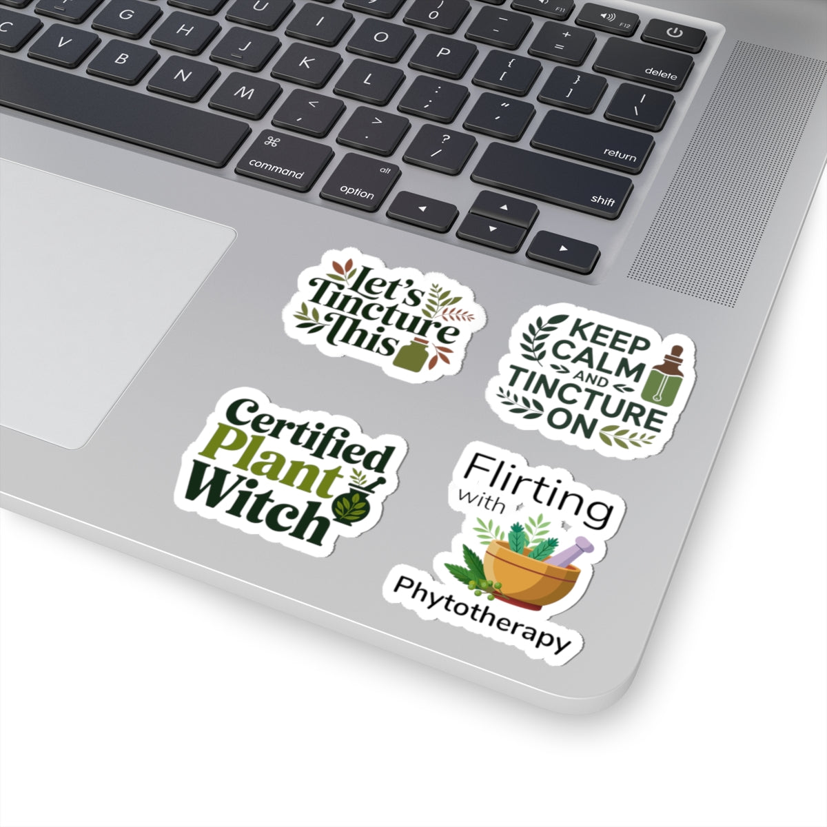 Herbalist Sticker Pack – 4 PCS Funny Tincture Plant Witch Decals for Herbalists Phytotherapy Lovers