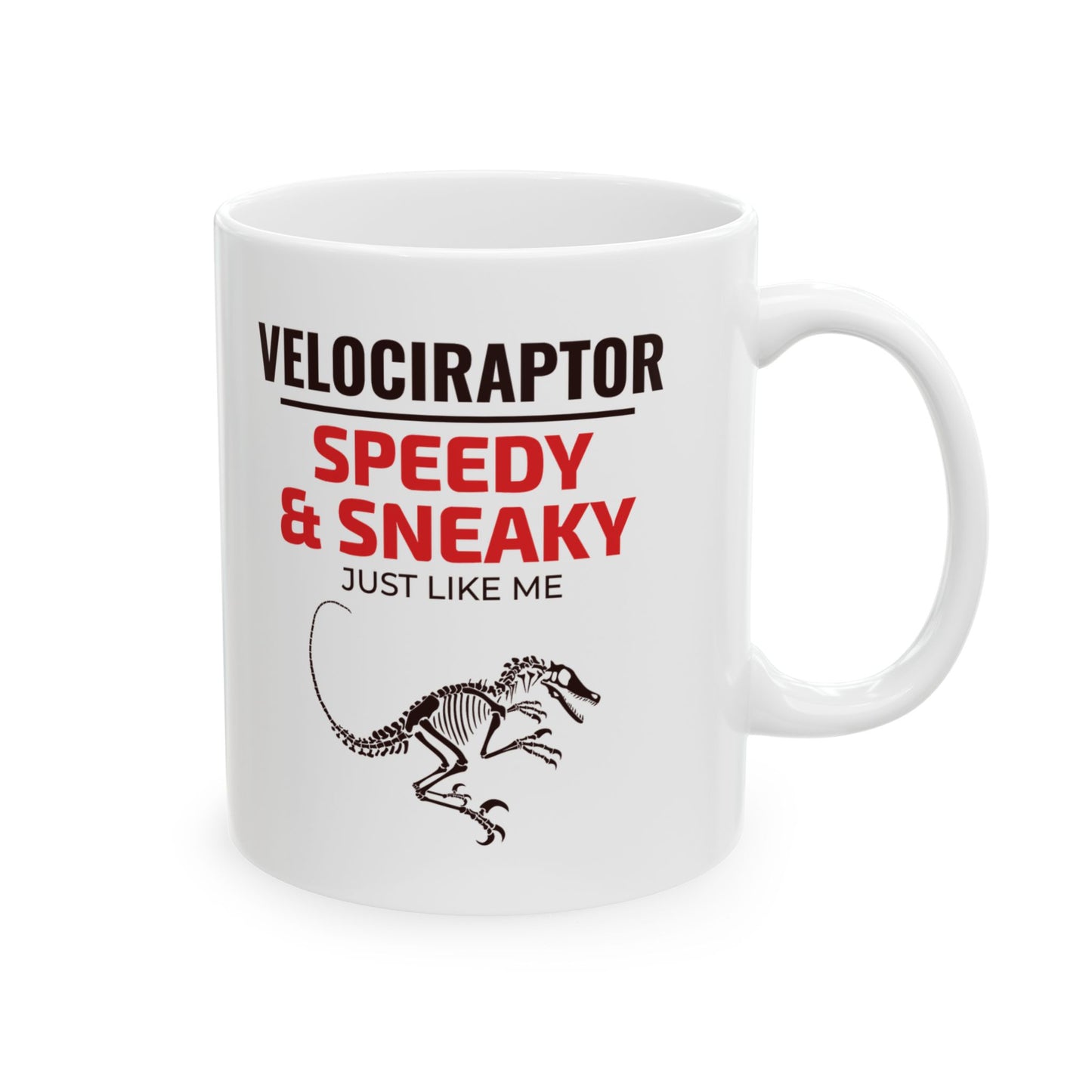 Dinosaur Fossil Mug for Raptor Enthusiasts Velociraptor Skeleton Design