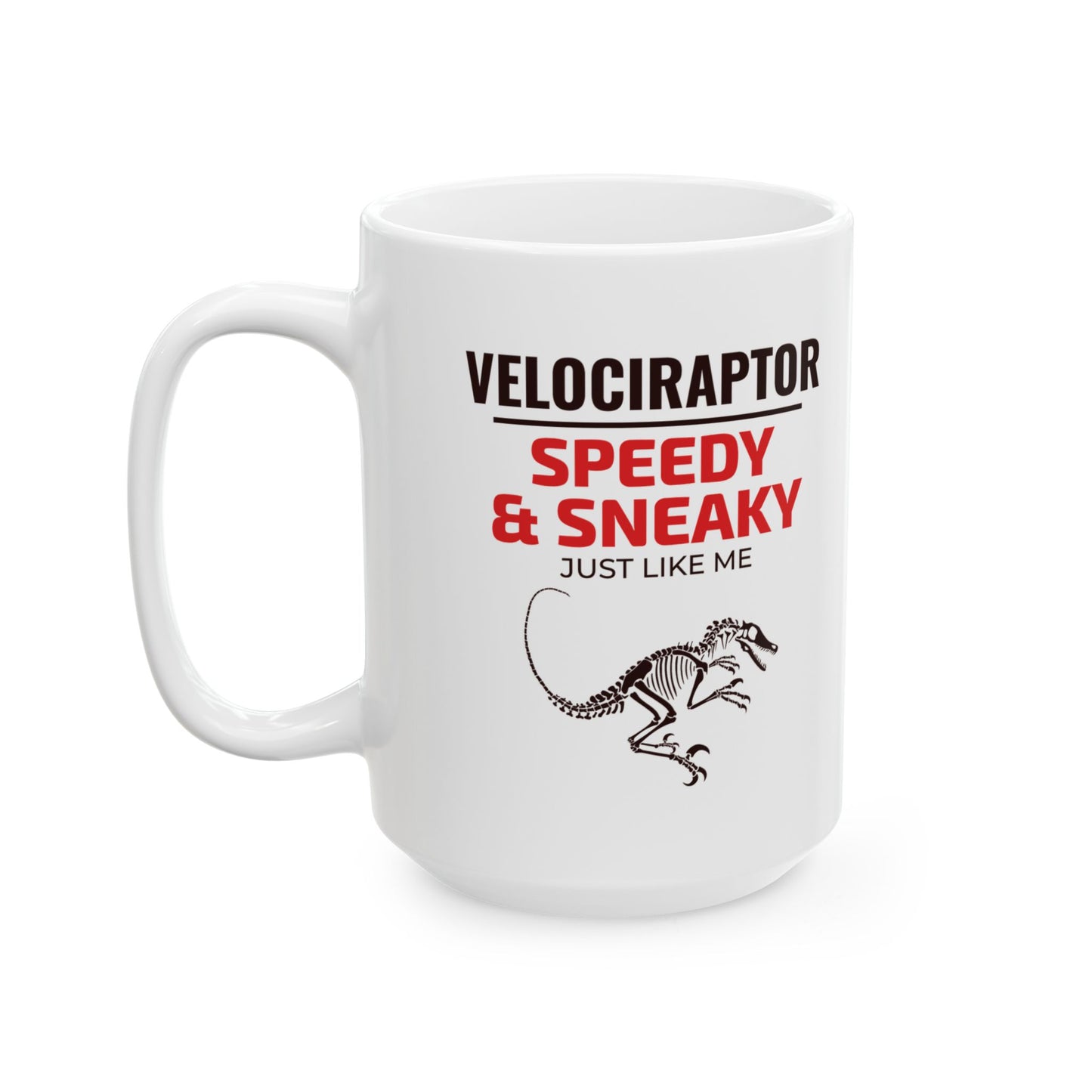 Dinosaur Fossil Mug for Raptor Enthusiasts Velociraptor Skeleton Design