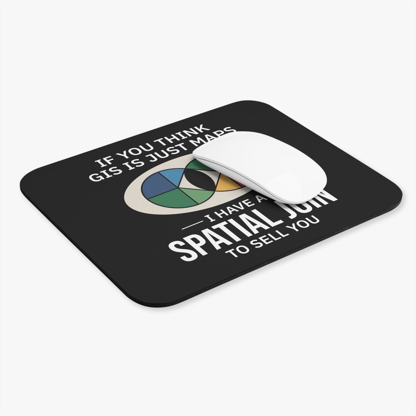 GIS Humor Mouse Pad - Spatial Join Joke Non-Slip Rubber Base for Analysts & Data Scientists