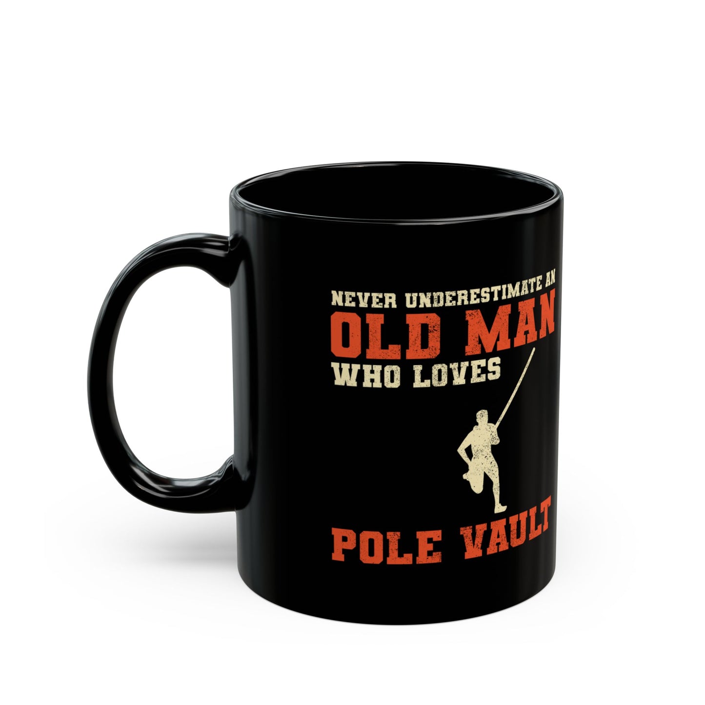 Pole Vault Mug Black – Gift for Senior Pole Vaulter, Vintage Track and Field Cup 11 oz