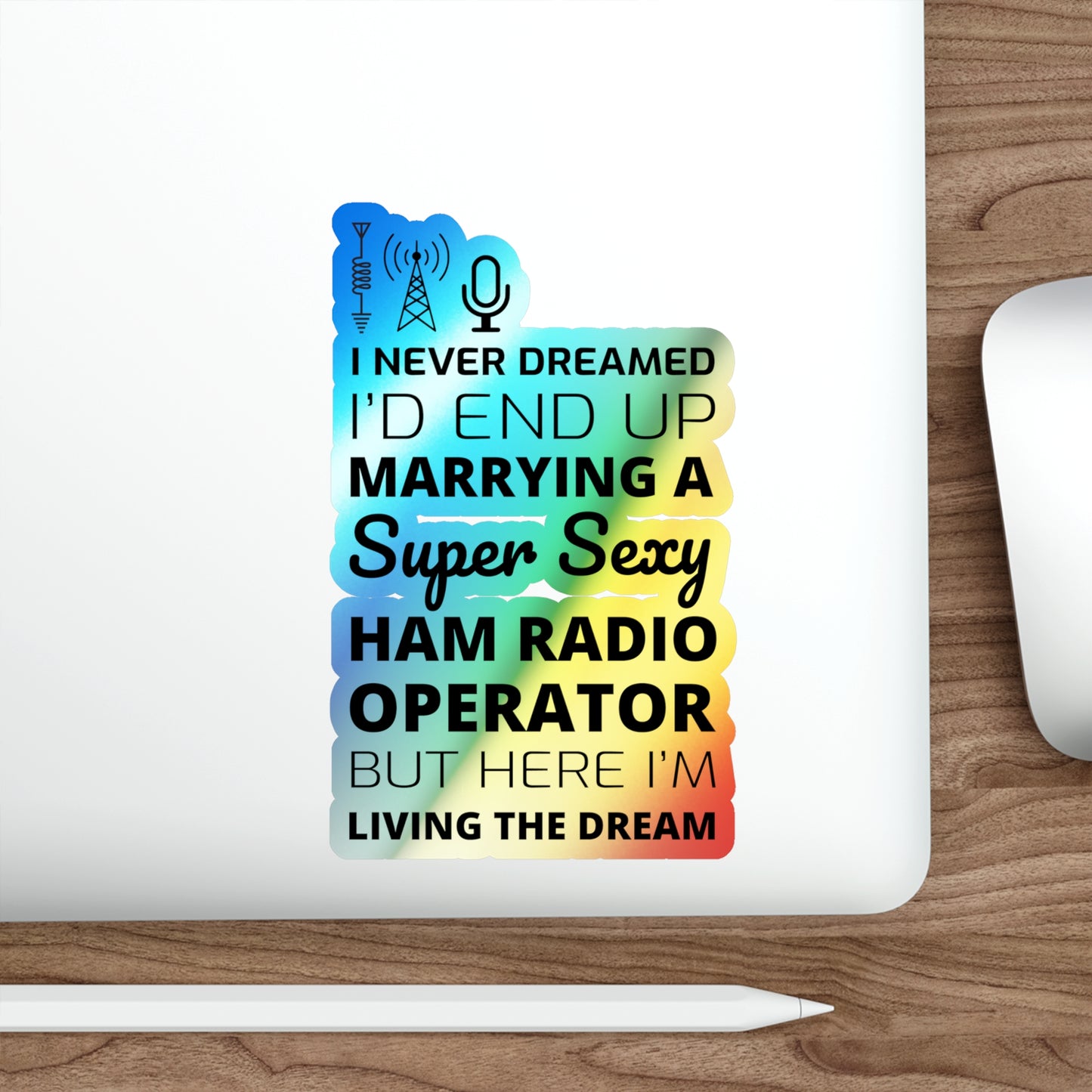 Amateur Ham Radio Operator Stickers Holographic Vinyl Decal - Morse Code & QSO for Radio Romance