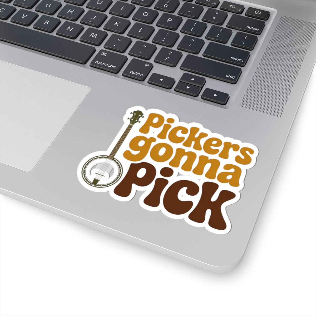 Banjo Sticker – Retro Groovy Typography Pun Decal for Bluegrass Pickers Folk String Instrument Enthusiasts