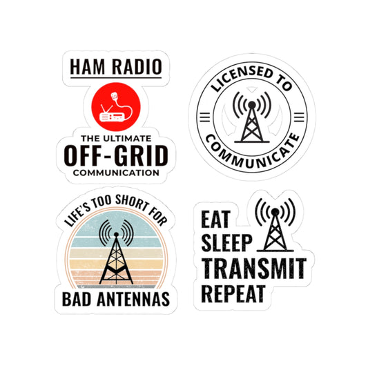 Ham Radio Sticker Pack – 4 PCS Retro Off-Grid Transmit Decals for Amateur Radio Operators Hobbyists