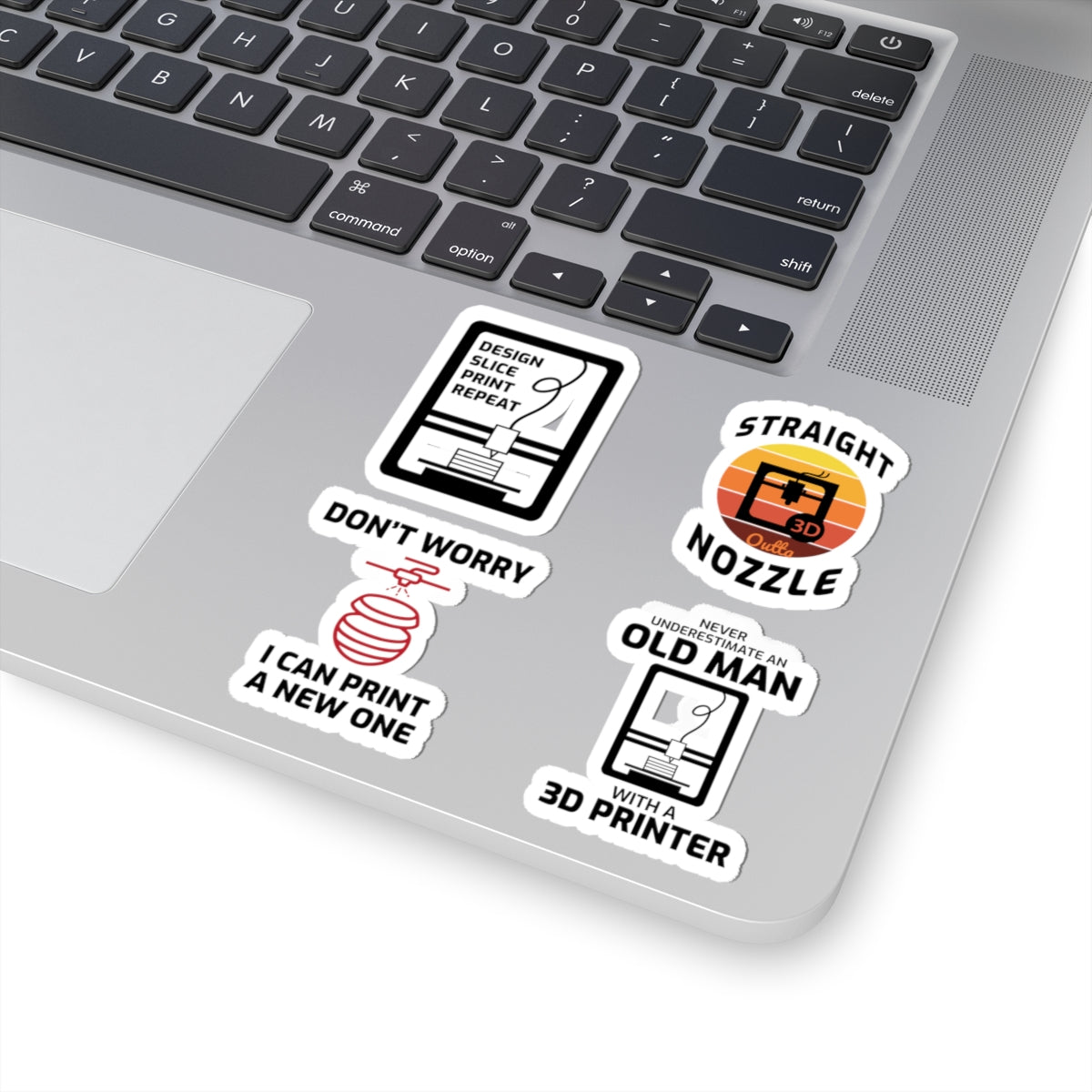 3D Printer Sticker Pack – 4 PCS Funny FDM Maker Decal Set for Engineers Hobbyists and Printing Enthusiasts