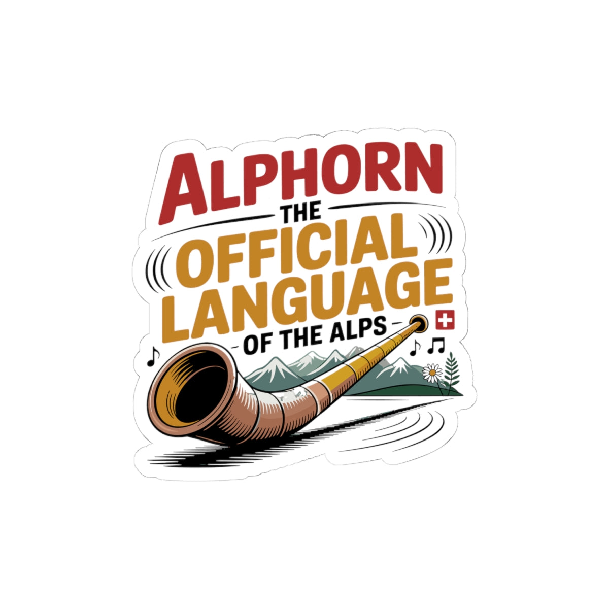 Alphorn Music Sticker - Alpine Horn Player Vinyl Decal for Musicians Switzerland Folk Enthusiasts