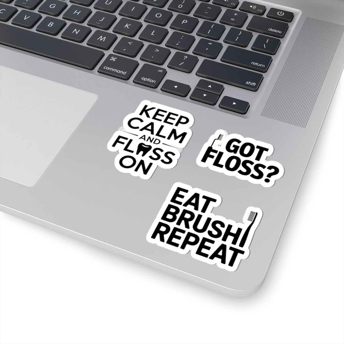 Dental Sticker Bundle – 3 Items: Funny Dentist Tooth, Floss & Brush Vinyl Decals for Dentists, Hygienists & Students