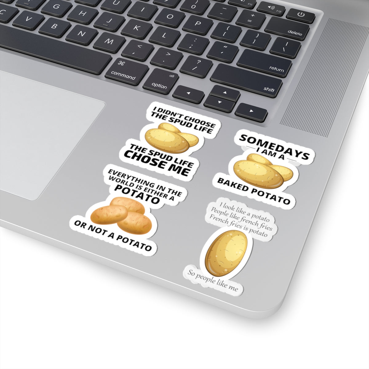 Potato Sticker Pack – 4 PCS Funny Spud Life Baked Potato French Fries Decal Set for Potato Lovers Food Fans
