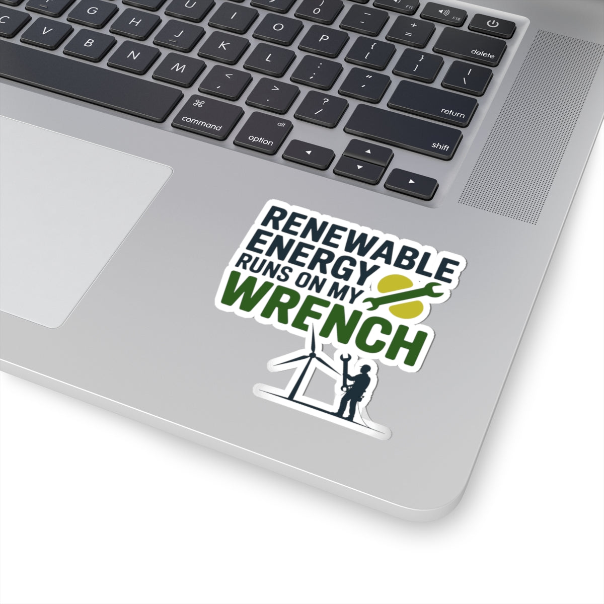 Wind Turbine Tech Sticker - Renewable Energy Runs On My Wrench Vinyl Decal