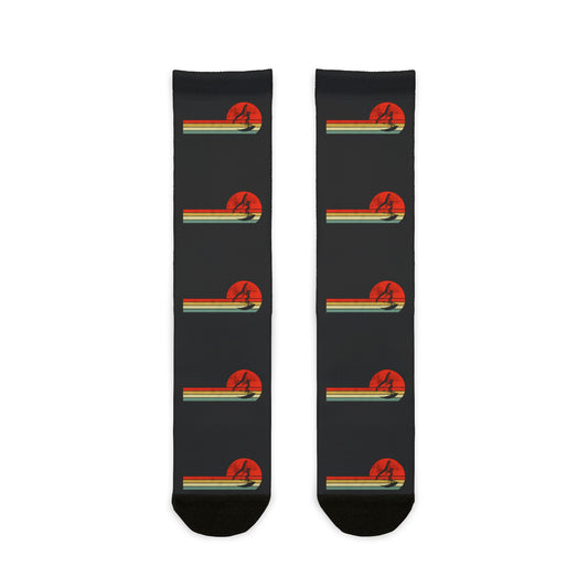 Wing Foiling Socks - Vintage Retro Sunset Design for Water Sports Fans