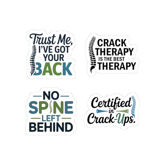Chiropractor Sticker Pack – 4 PCS Funny Crack Therapy Decals for Chiropractic Doctors Spine Specialists