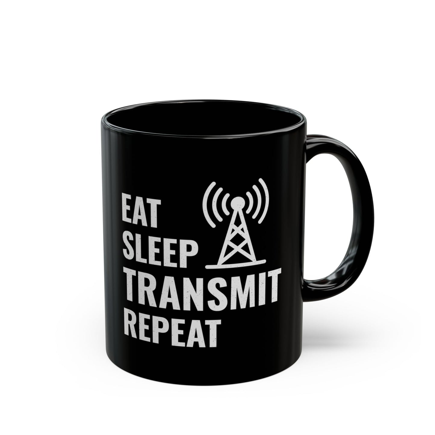 "Amateur Ham Radio Operator Mug - Eat Sleep Transmit Repeat for Radio Enthusiasts 11 oz"