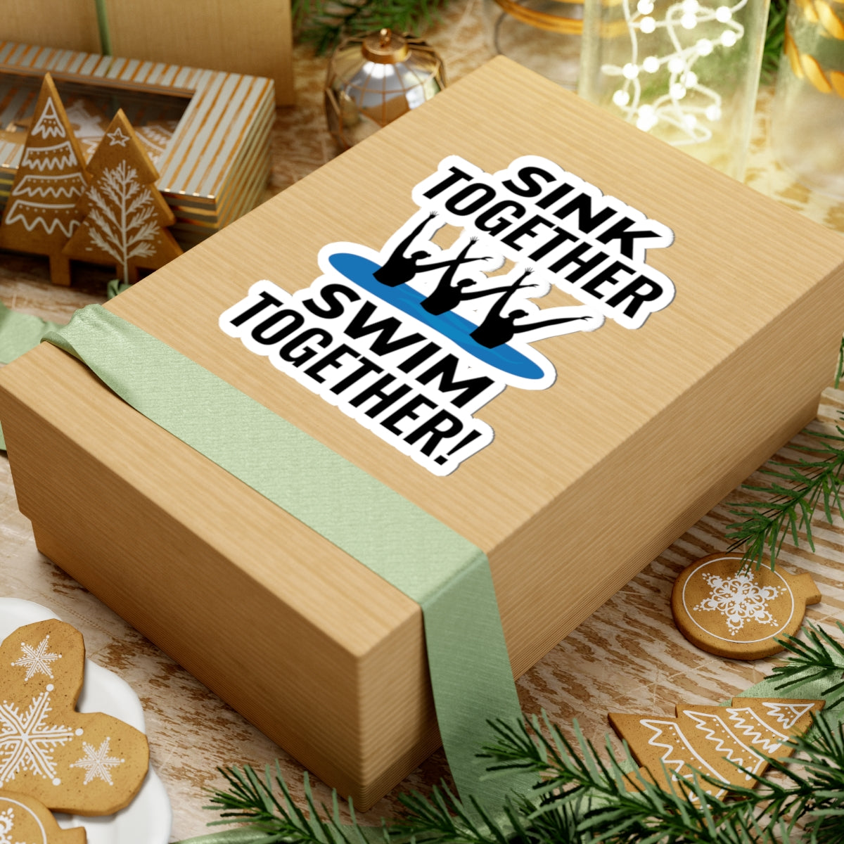 Teamwork Synchronized Swimming Sticker - Sink Together Swim Together Vinyl Decal for Swim Teams