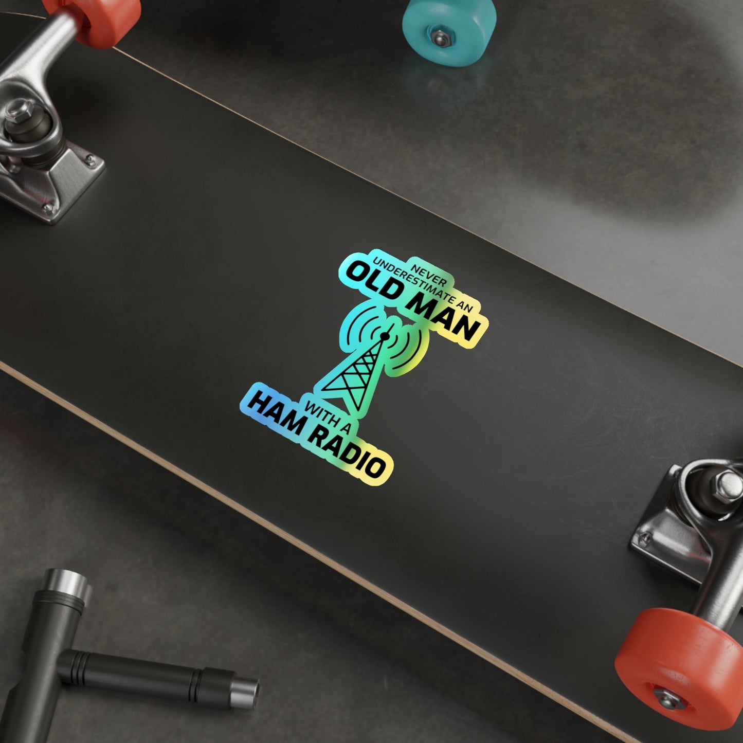 Amateur Ham Radio Operator Stickers Holographic Vinyl Decal - For Veteran Operators