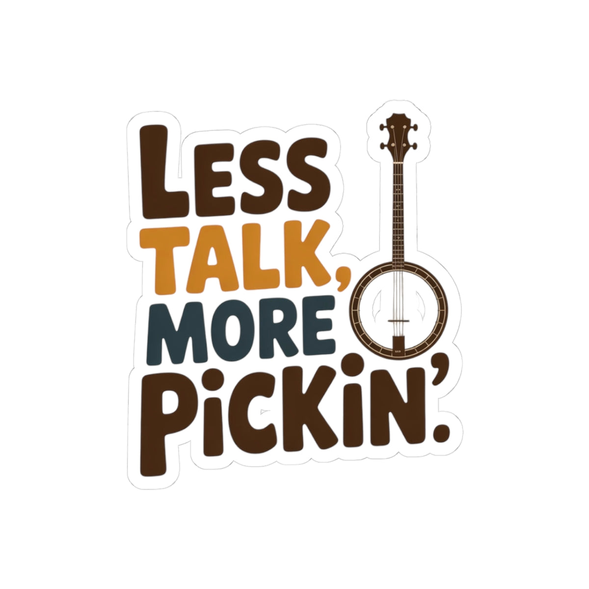 Banjo Sticker – Funny Pickin' Attitude Bold Decal for Bluegrass Musicians Folk String Instrument Players