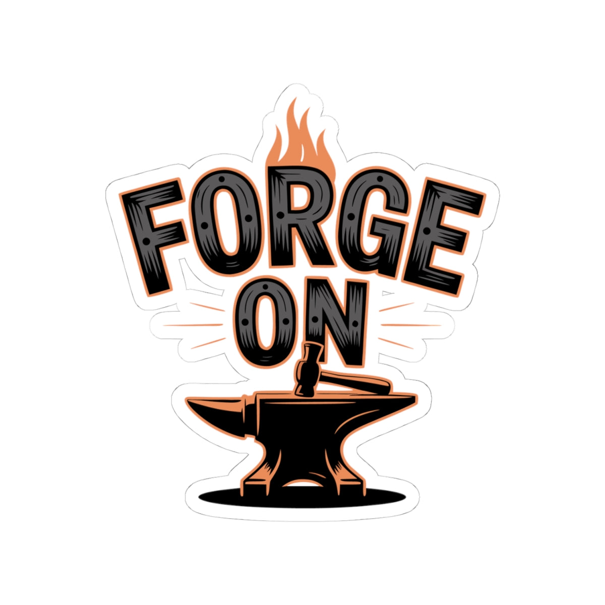 Blacksmith Forge Sticker – Bold Anvil Hammer Flame Decal for Ironworkers Metal Craft Hobbyists Smiths