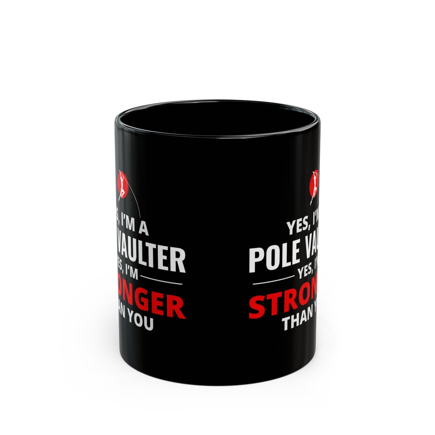 Pole Vault Mug Black - Motivational Gift for Vaulter, Track Athlete, Strong Coffee Cup 11 oz