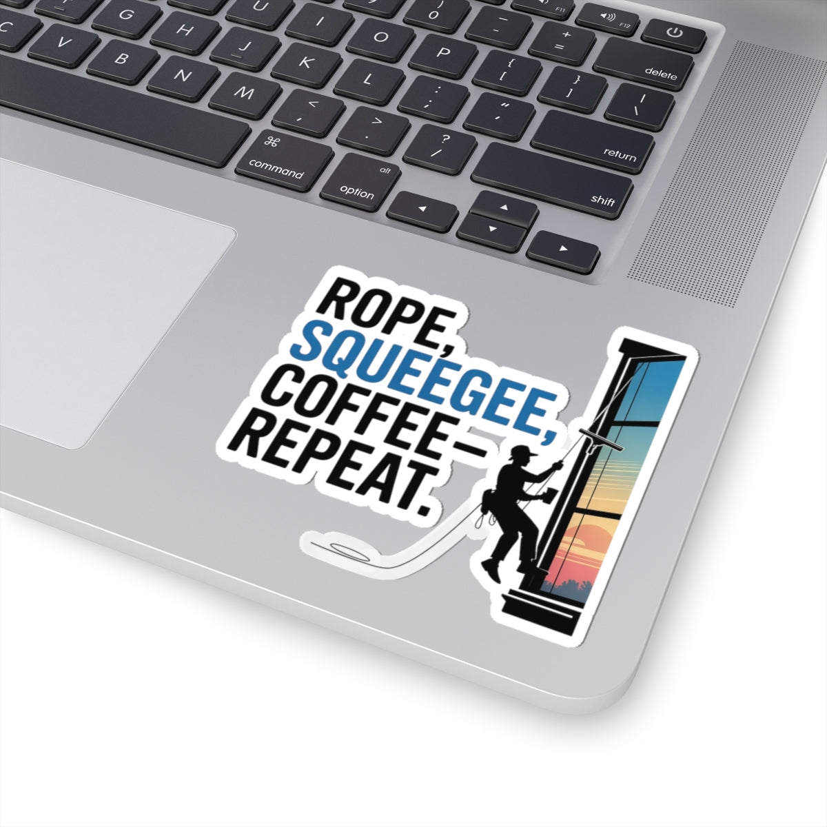 Window Cleaner Sticker - Rope Squeegee Vinyl Decal for High-Rise Professionals & Technicians
